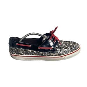 Sperry Top-Sider Women's Shoes Size 9M - Black/Red/White Damask,Model D-13-CH24=